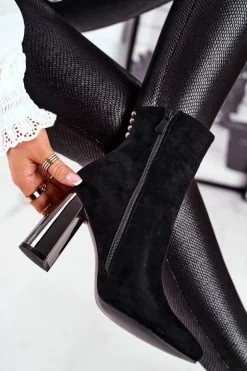 Boto Botki Na Słupku|Czarne Botki*Damskie Botki Na Słupku Czarne Trens