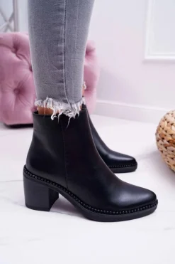 Boto Botki Na Słupku|Botki Zimowe Damskie*Damskie Botki Na Słupku Czarne Duo