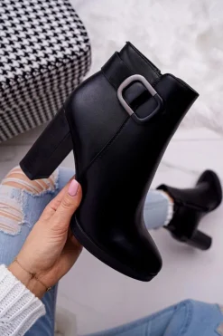 Boto Botki Na Słupku|Botki Zimowe Damskie*Damskie Botki Na Słupku Czarne Mastor