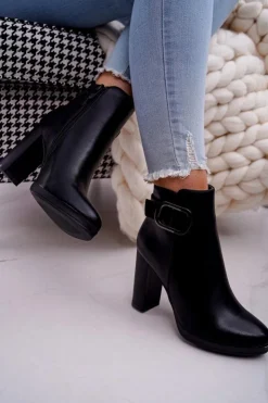 Boto Botki Na Słupku|Botki Zimowe Damskie*Damskie Botki Na Słupku Czarne Mastor