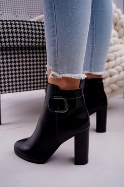 Boto Botki Na Słupku|Botki Zimowe Damskie*Damskie Botki Na Słupku Czarne Mastor