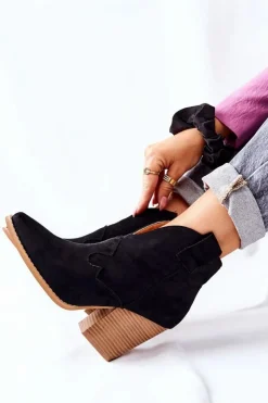 Sale Boto Damskie Botki Na Słupku Czarne Meronet