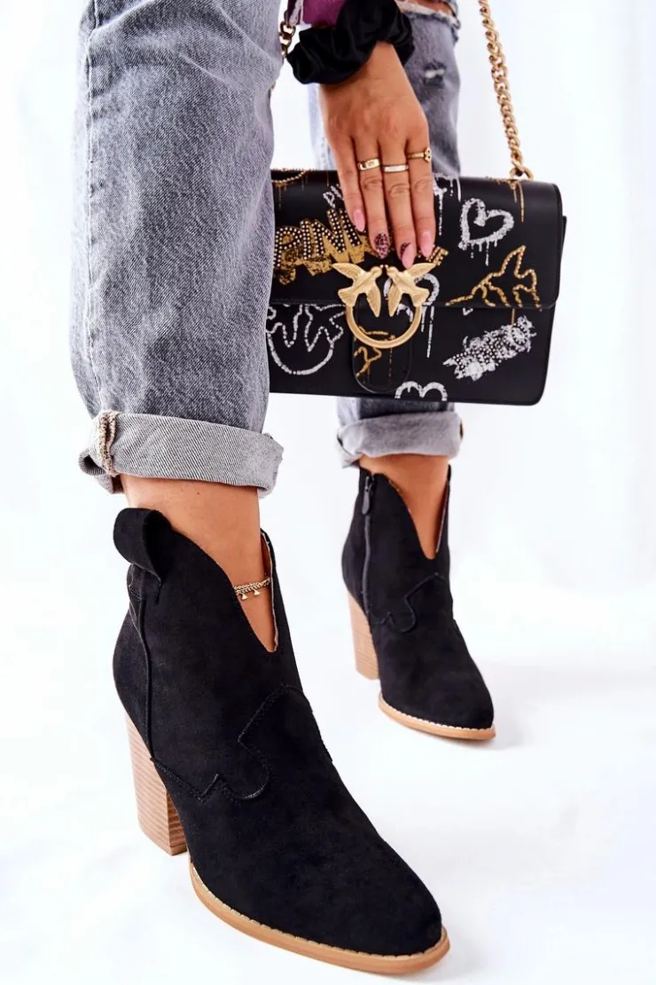 Sale Boto Damskie Botki Na Słupku Czarne Meronet