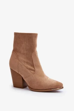 Damskie Boto Damskie Botki Na Słupku Khaki Sanile