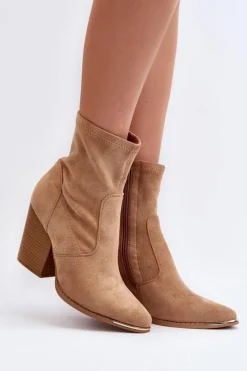 Damskie Boto Damskie Botki Na Słupku Khaki Sanile