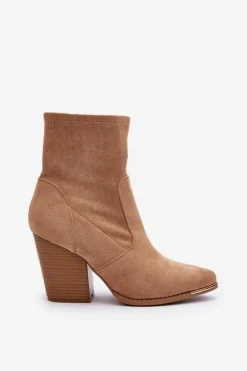 Damskie Boto Damskie Botki Na Słupku Khaki Sanile