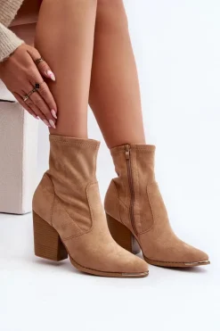 Damskie Boto Damskie Botki Na Słupku Khaki Sanile