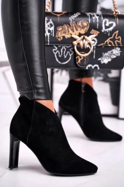 Damskie Laura Messi Damskie Botki na Słupku Czarne 2200