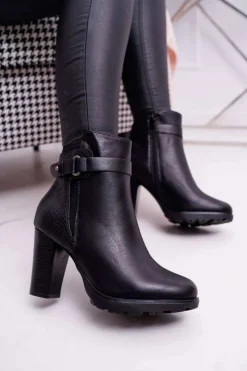 Boto Botki Na Słupku|Botki Zimowe Damskie*Damskie Botki Na Słupku Ocieplane Czarne Devin