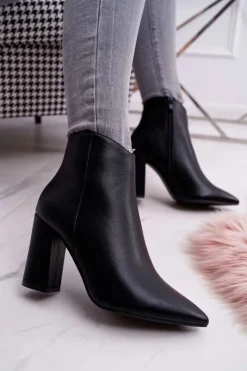 Hot Boto Damskie Botki Na Słupku W Szpic Czarne Felino