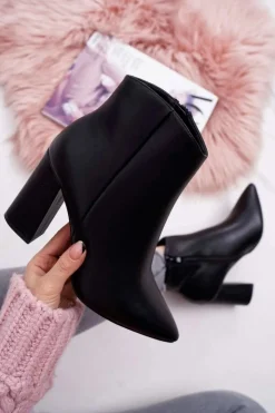 Hot Boto Damskie Botki Na Słupku W Szpic Czarne Felino