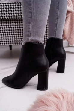 Hot Boto Damskie Botki Na Słupku W Szpic Czarne Felino