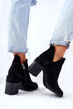 Discount Boto Damskie Botki Na Słupku Wycięte Czarne Meliori