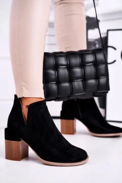 Discount Boto Damskie Botki Na Słupku Wycięte Czarne Meliori Dream