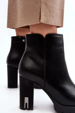 Boto Botki Na Słupku|Czarne Botki*Damskie Botki Na Słupku Z Suwakiem Czarne Rasoda
