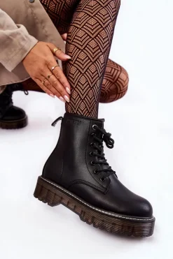 Damskie Big Star Shoes Damskie Botki Na Suwak Big Star KK274537 Czarne