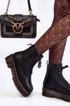 Damskie Big Star Shoes Damskie Botki Na Suwak Big Star KK274537 Czarne