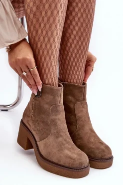 Damskie Buty Sergio Leone Damskie Botki Na Suwak Brązowe Romella