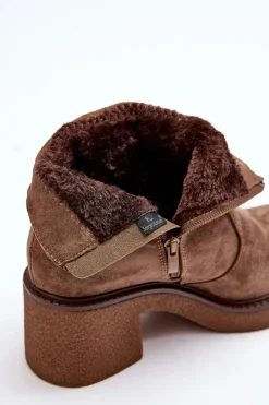 Damskie Buty Sergio Leone Damskie Botki Na Suwak Brązowe Romella