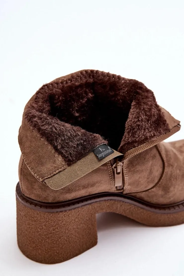 Damskie Buty Sergio Leone Damskie Botki Na Suwak Brązowe Romella