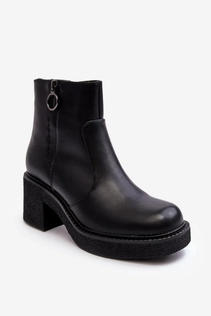 Outlet Buty Sergio Leone Damskie Botki Na Suwak Czarne Romella Czarny