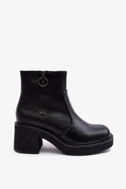 Outlet Buty Sergio Leone Damskie Botki Na Suwak Czarne Romella Czarny