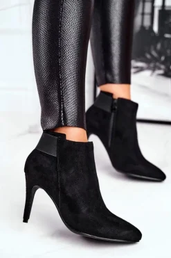 Damskie Boto Damskie Botki Na Szpilce Czarne Office