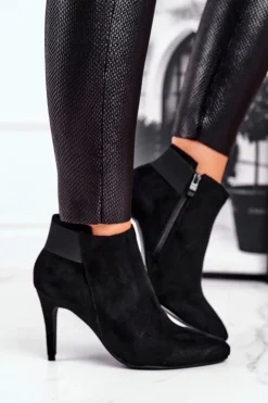 Damskie Boto Damskie Botki Na Szpilce Czarne Office