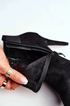 Damskie Boto Damskie Botki Na Szpilce Czarne Office