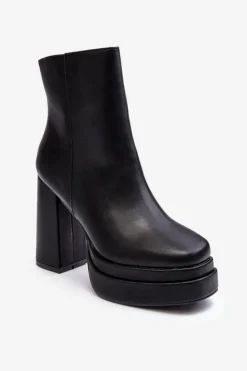 Boto Czarne Botki|Botki Zimowe Damskie*Damskie Botki Na Wysokim Słupku I Platformie Czarne Sandstra