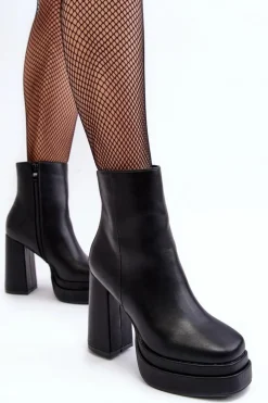 Boto Czarne Botki|Botki Zimowe Damskie*Damskie Botki Na Wysokim Słupku I Platformie Czarne Sandstra