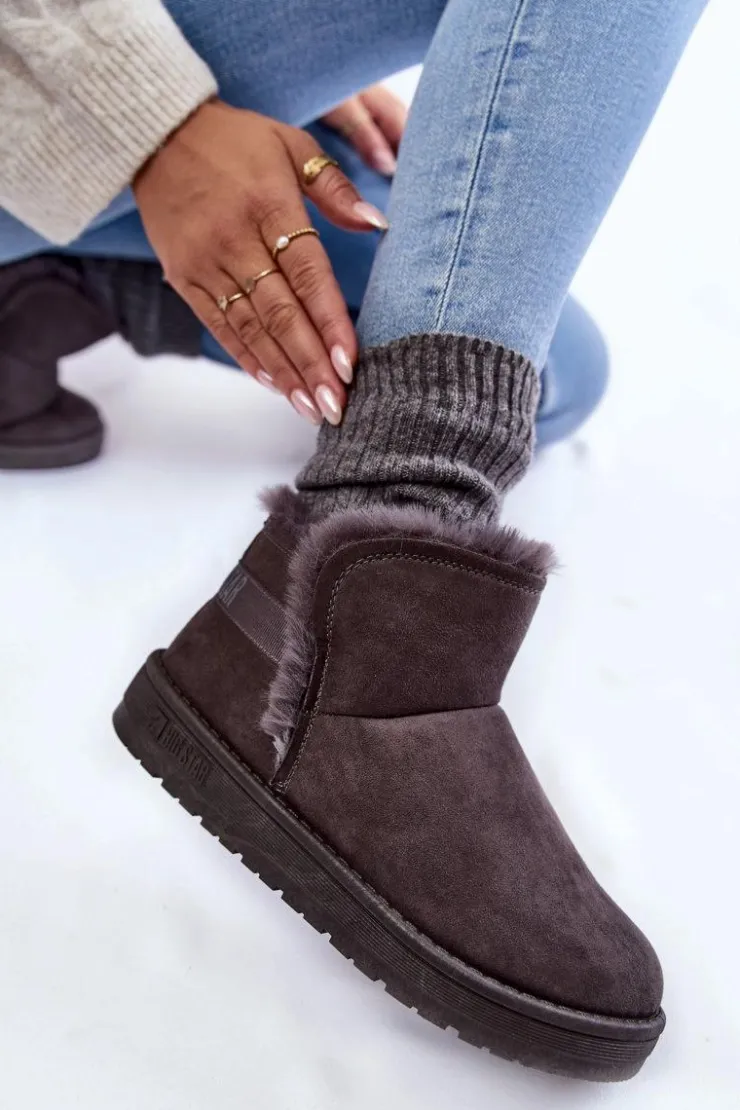 Damskie Big Star Shoes Damskie Botki Śniegowce Big Star KK274623 Szare