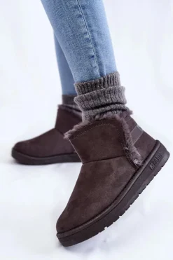 Damskie Big Star Shoes Damskie Botki Śniegowce Big Star KK274623 Szare