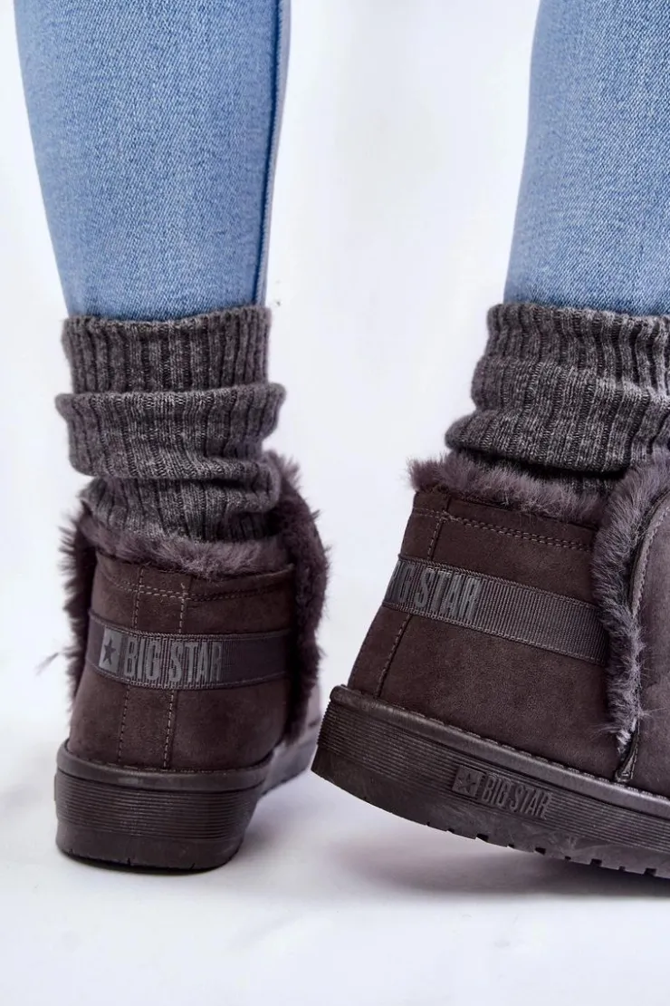 Damskie Big Star Shoes Damskie Botki Śniegowce Big Star KK274623 Szare