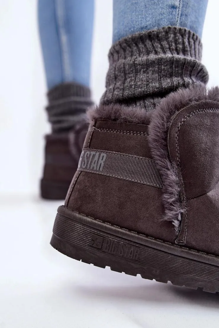 Damskie Big Star Shoes Damskie Botki Śniegowce Big Star KK274623 Szare