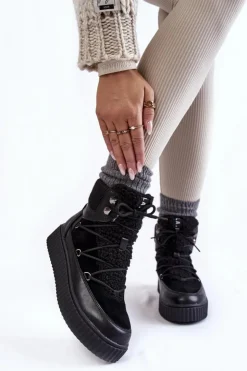 Clearance Boto Damskie Botki Śniegowce La.Fi 280072B-QN Czarne