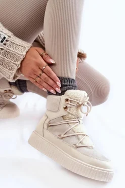 Damskie Boto Damskie Botki Śniegowce La.Fi 280072W-QN Jasnobeżowe