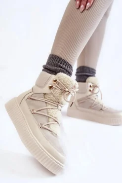 Damskie Boto Damskie Botki Śniegowce La.Fi 280072W-QN Jasnobeżowe