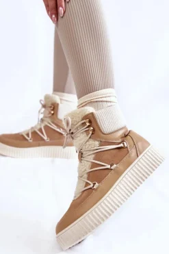 Boto Śniegowce Damskie*Damskie Botki Śniegowce La.Fi 280072TA-QN Beżowe