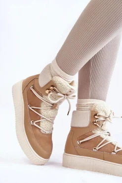 Boto Śniegowce Damskie*Damskie Botki Śniegowce La.Fi 280072TA-QN Beżowe