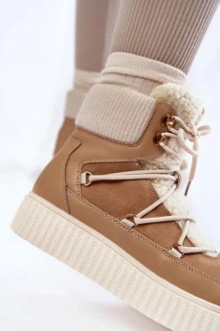 Boto Śniegowce Damskie*Damskie Botki Śniegowce La.Fi 280072TA-QN Beżowe