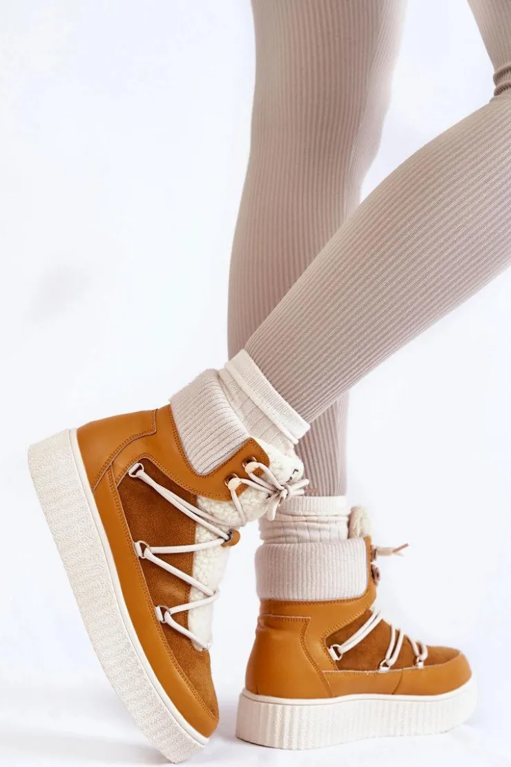 Hot Boto Damskie Botki Śniegowce La.Fi 280072Y-QN Camel