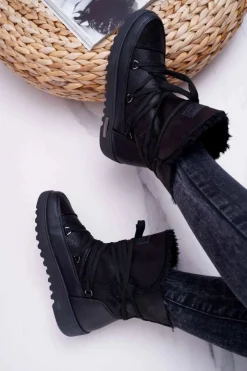 Buty damskie Vinceza Śniegowce Damskie*Damskie Botki Śniegowce Ocieplane Futerkiem Czarne Fereni