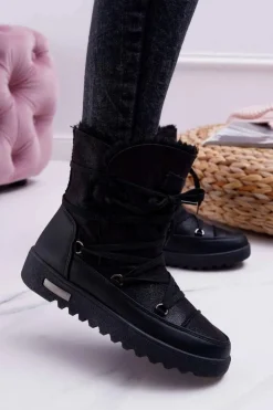 Buty damskie Vinceza Śniegowce Damskie*Damskie Botki Śniegowce Ocieplane Futerkiem Czarne Fereni