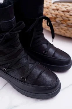 Buty damskie Vinceza Śniegowce Damskie*Damskie Botki Śniegowce Ocieplane Futerkiem Czarne Fereni