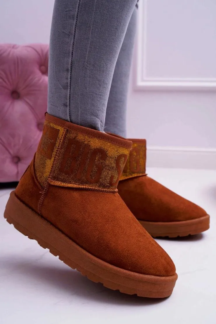 Damskie Big Star Shoes Damskie Botki Śniegowce Ocieplane Brązowe Big Star EE274259