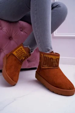 Damskie Big Star Shoes Damskie Botki Śniegowce Ocieplane Brązowe Big Star EE274259