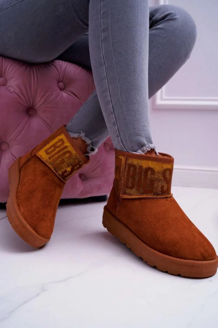 Damskie Big Star Shoes Damskie Botki Śniegowce Ocieplane Brązowe Big Star EE274259
