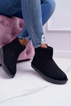 Damskie Boto Damskie Botki Śniegowce Ocieplane Czarne Puffen