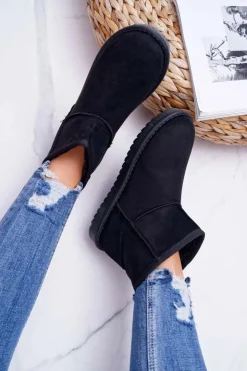 Boto Śniegowce Damskie*Damskie Botki Śniegowce Ocieplane Czarne Borneo